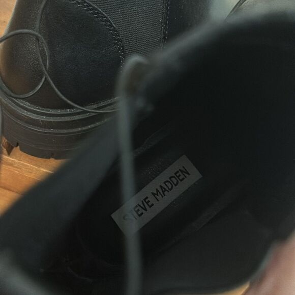 Steve Madden Black Leather Boots never worn size 9 - Picture 4 of 6